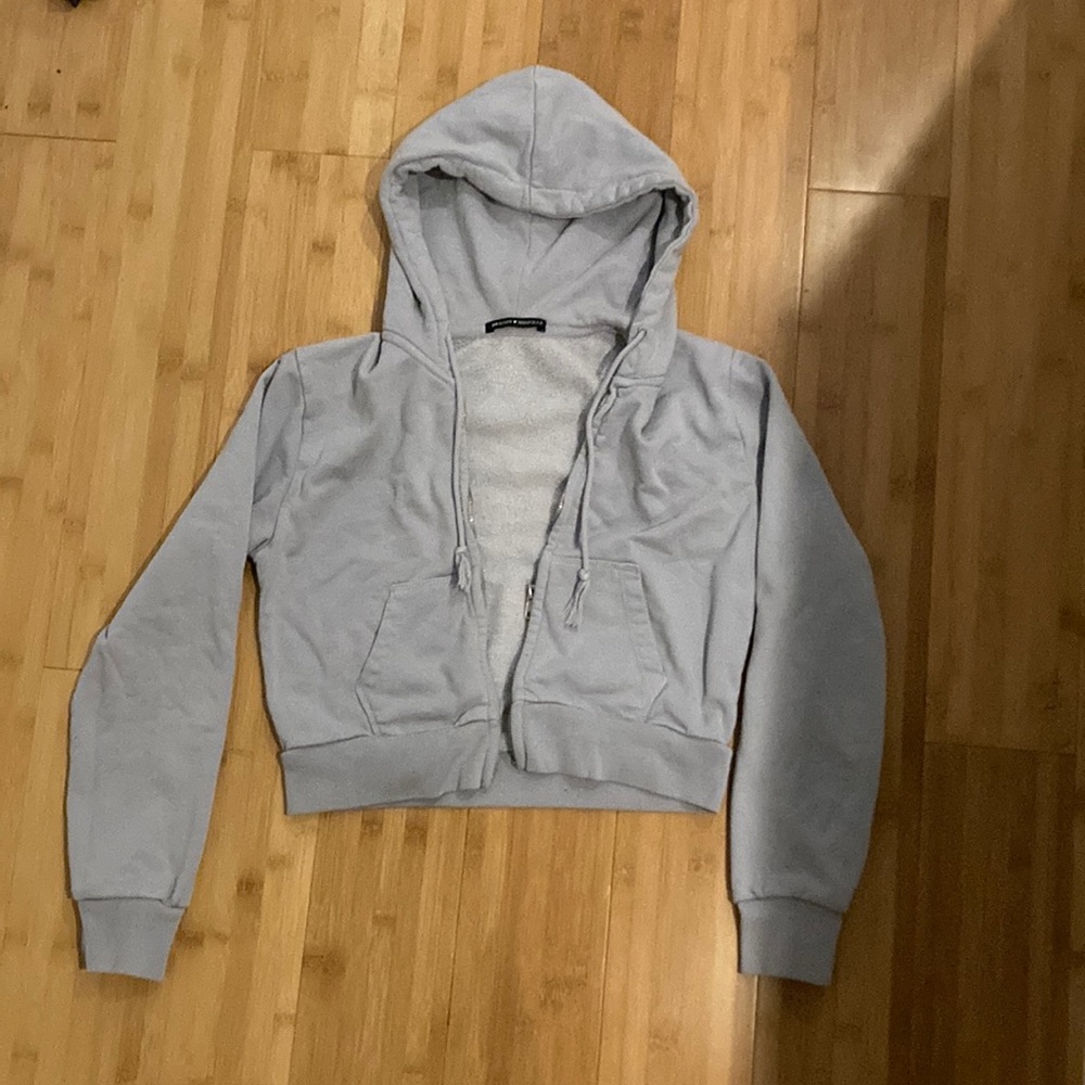 brandy Melville crystal hoodie cropped light blue